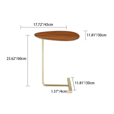 Zeitgenössischer kreativer ovaler Holz-Eisen-Beistelltisch mit 2 Ebenen für das Wohnzimmer 