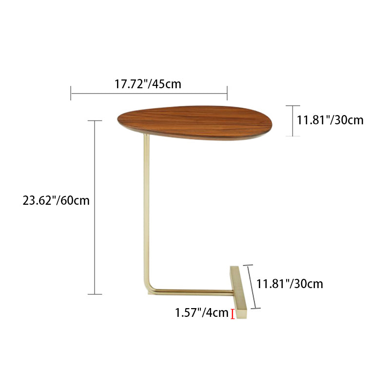 Zeitgenössischer kreativer ovaler Holz-Eisen-Beistelltisch mit 2 Ebenen für das Wohnzimmer 