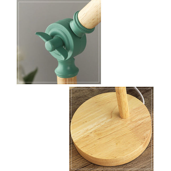 Lámpara de mesa contemporánea nórdica con pantalla semicircular de hierro y base de madera de 1 luz para estudio 