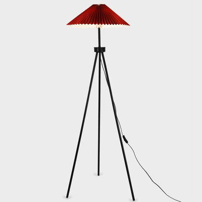 Nordic Modern Pleated Canvas Shade Iron Tripod 1-Light Standing Floor Lamp