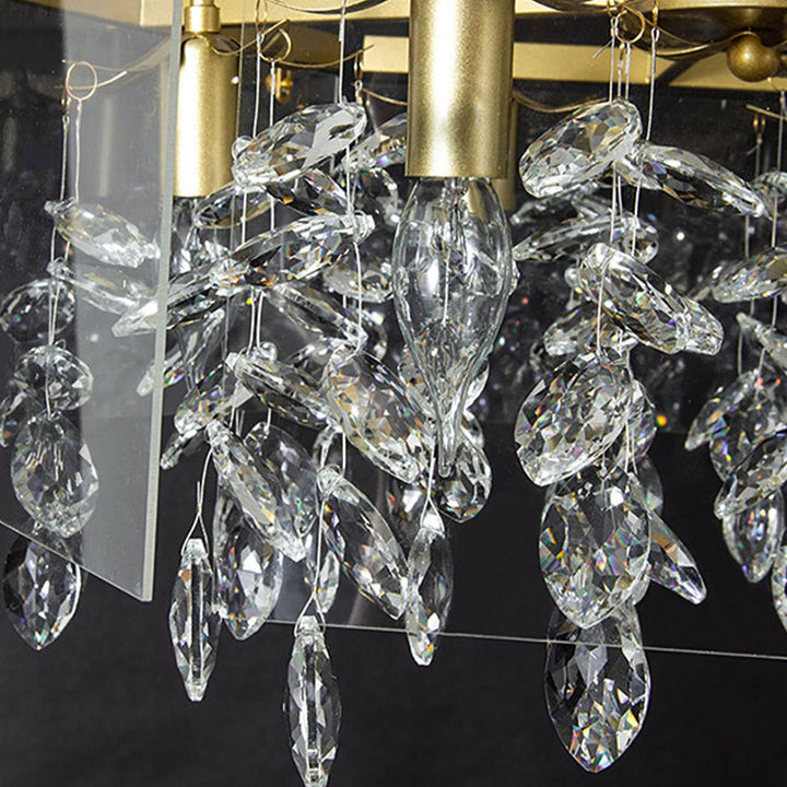 Lustre Moderne Carré en Acrylique et Fer avec Cristaux 4/8 Lumières pour Salon 