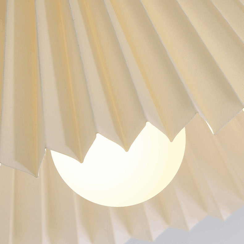 Traditionelle japanische Deckenleuchte aus plissiertem, konischem Stoff mit 1 Licht, halbbündige Montage für Wohnzimmer 
