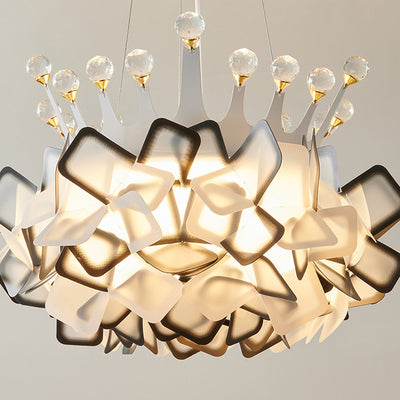 Zeitgenössische kreative Hardware Crown Decor PVC Petal Shade LED Pendelleuchte für Wohnzimmer 