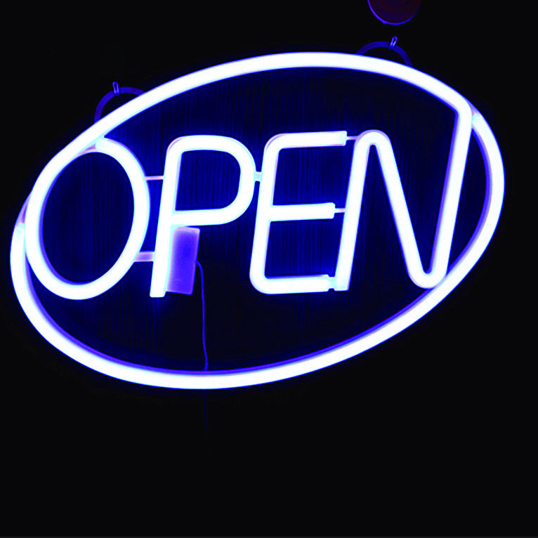 Modern Art Deco Waterproof PS OPEN LED Outdoor Hanging Neon Wall Sconce Lamp For Dining Room