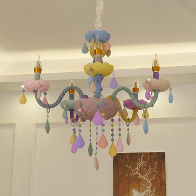 Modern Children's Princess Macaroon Candelabra Crystal Glass 5/6/8/10/12/15 Light Chandelier