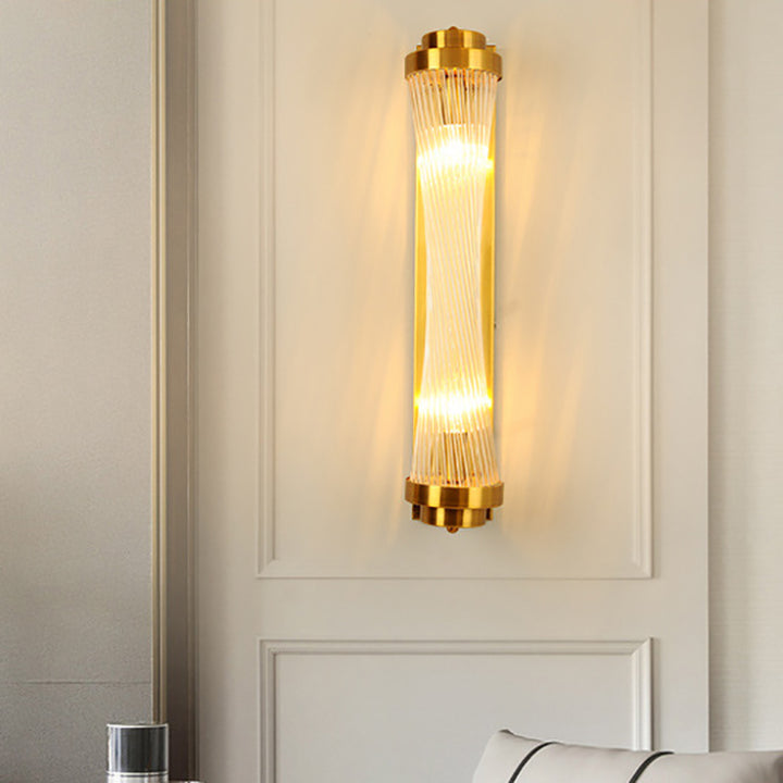Zeitgenössische nordische Metall Edelstahl Kristall Säule Turm 2-Licht Wandleuchte Lampe für Flur 