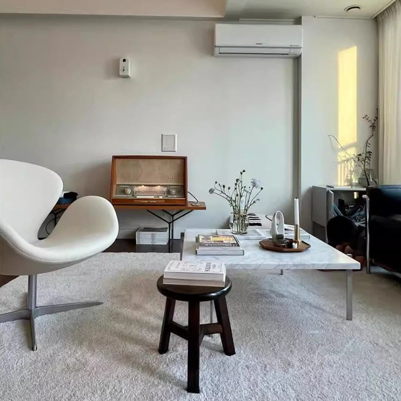 Moderner minimalistischer umwickelter gepolsterter Flanell-Lammfell-Beweglicher Schreibtischstuhl Rückenlehne Armlehne für das Home Office 