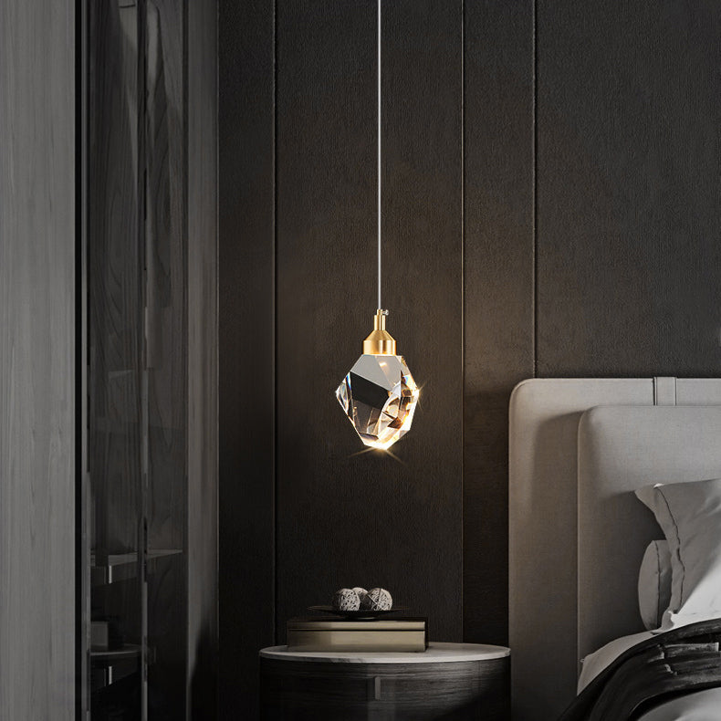Moderne Luxus funkelnde Kristall Stein Eisen 1-Licht Pendelleuchte für Wohnzimmer