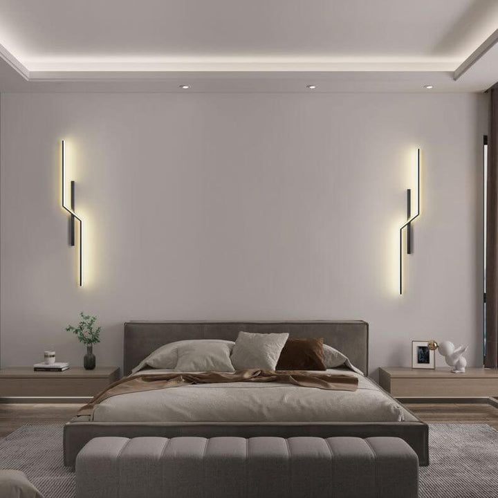 Modern Minimalist Geometry Lines Aluminum Iron Silicone LED Wall Sconce Lamp for Living Room