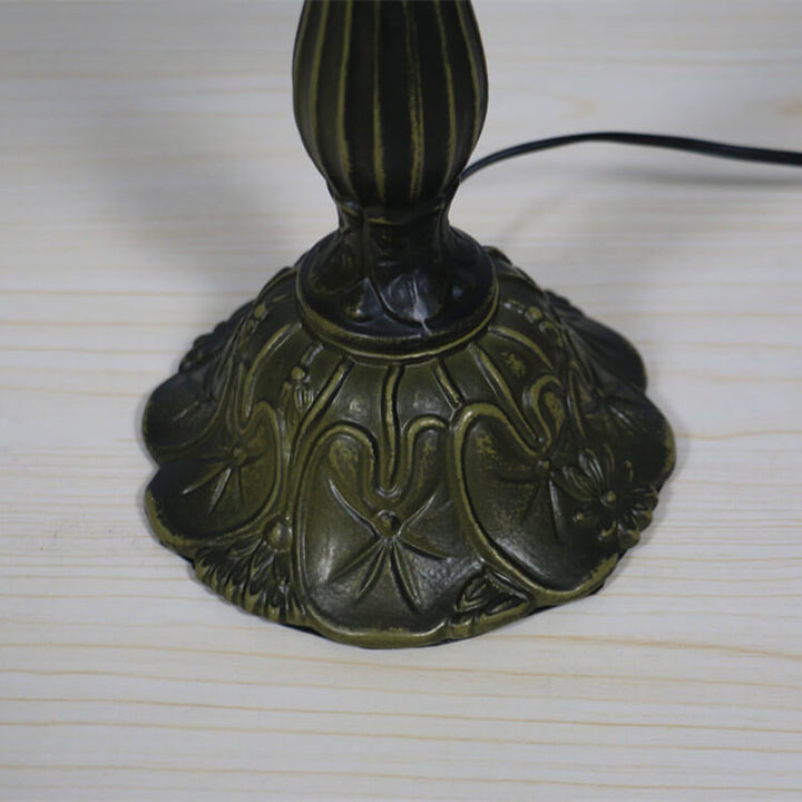 Tiffany Retro Lotus Resin Base Stained Glass 1-Light Table Lamp