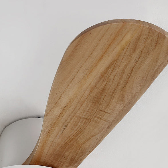Zeitgenössischer skandinavischer Kupfer-Holz-Acryl-Ventilator LED-Halbeinbau-Deckenventilator für Wohnzimmer