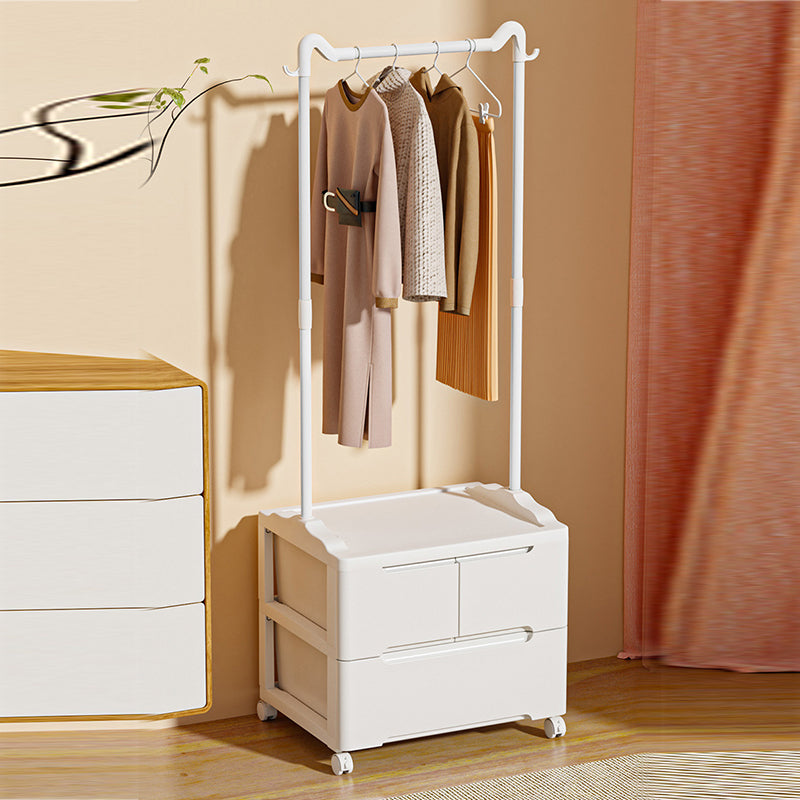 Armoire de rangement mobile à 3 compartiments en PP et acier au carbone, forme rectangulaire, style minimaliste moderne, oreilles de chat, pour chambre à coucher 