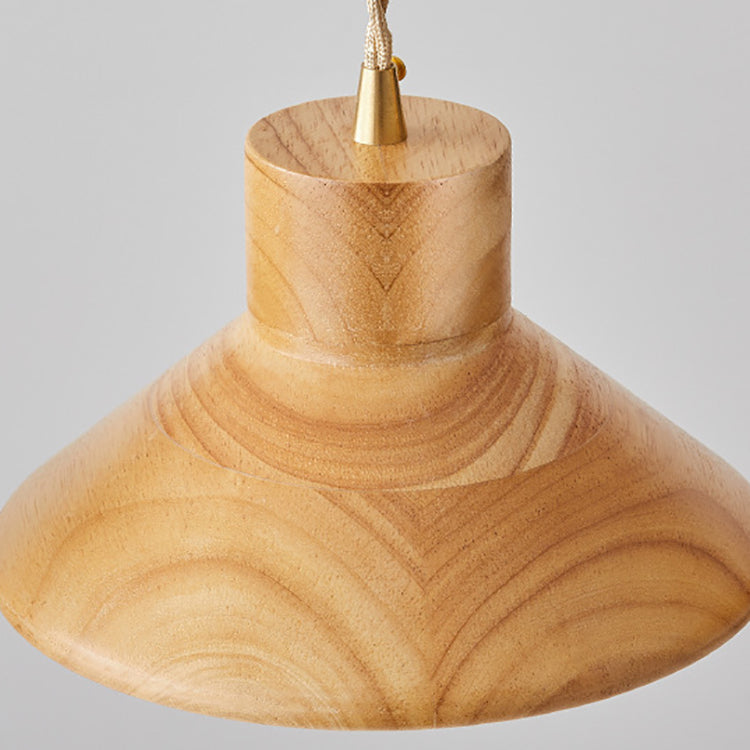 Traditionelle japanische runde Pendelleuchte aus Holz und Glas mit 1 Licht für Wohnzimmer 
