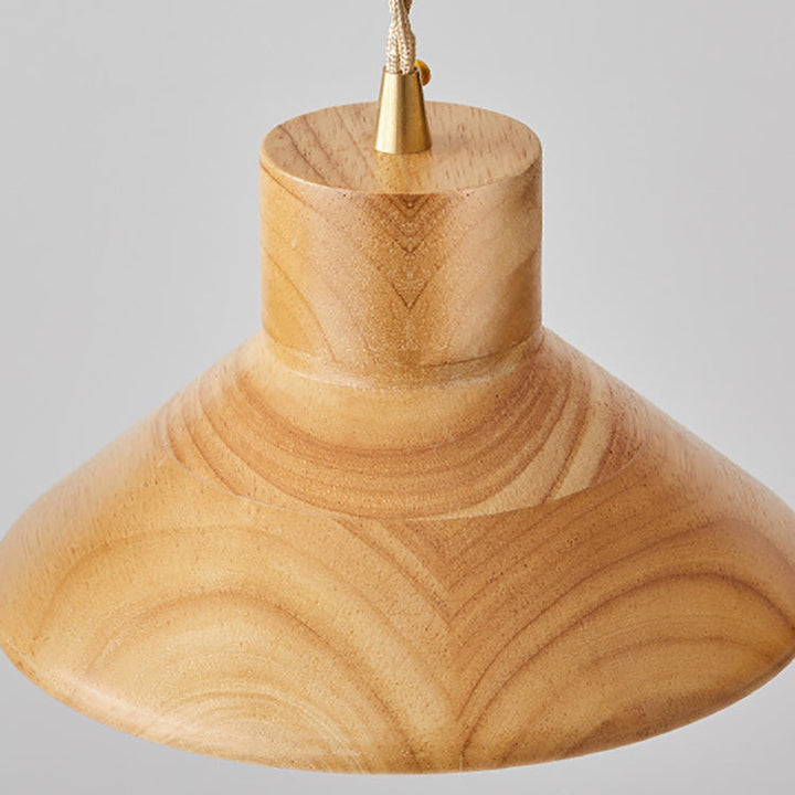 Traditionelle japanische runde Pendelleuchte aus Holz und Glas mit 1 Licht für Wohnzimmer 