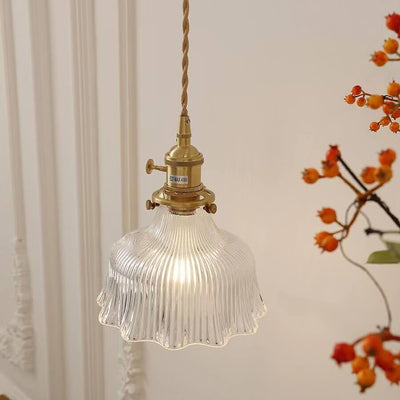 Luz colgante de 1 luz de vidrio de nogal de cobre minimalista moderno nórdico 