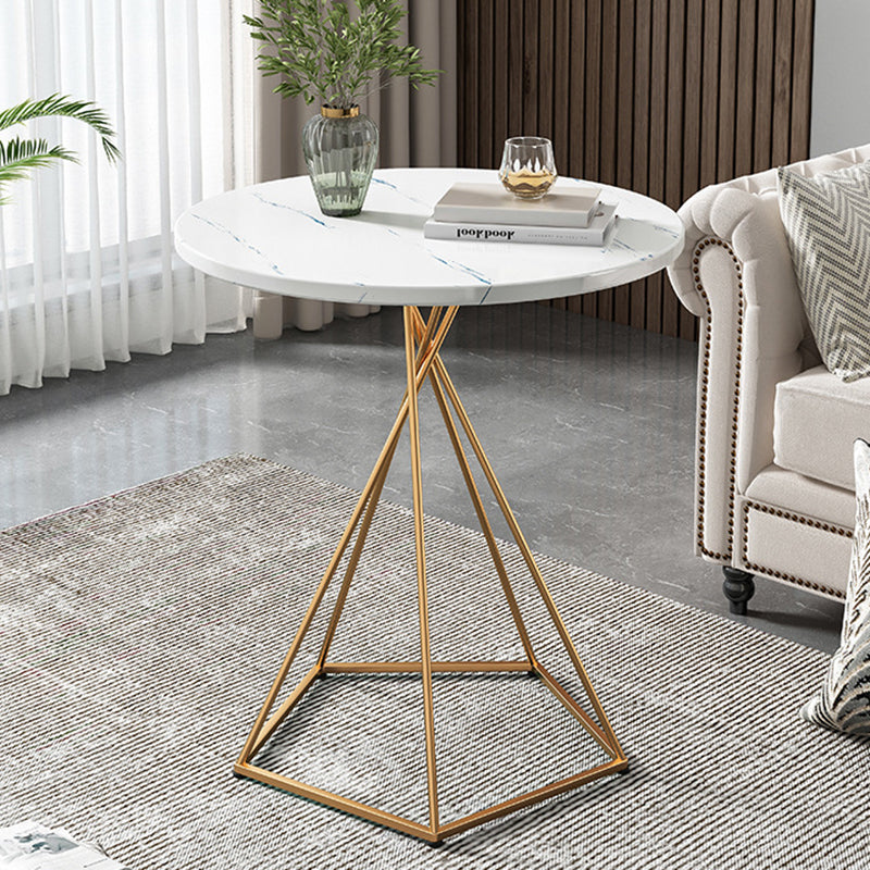 Modern Eclectic Round Iron Rock Slab Coffee Table 1-Tier For Living Room