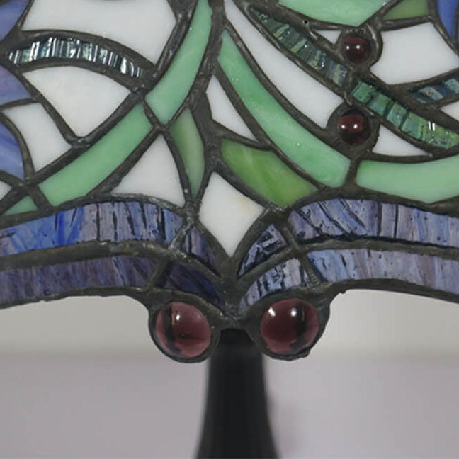 Lámpara de Mesa de 1 Luz con Cúpula de Resina de Vidrio Tiffany Tulip Vintage 