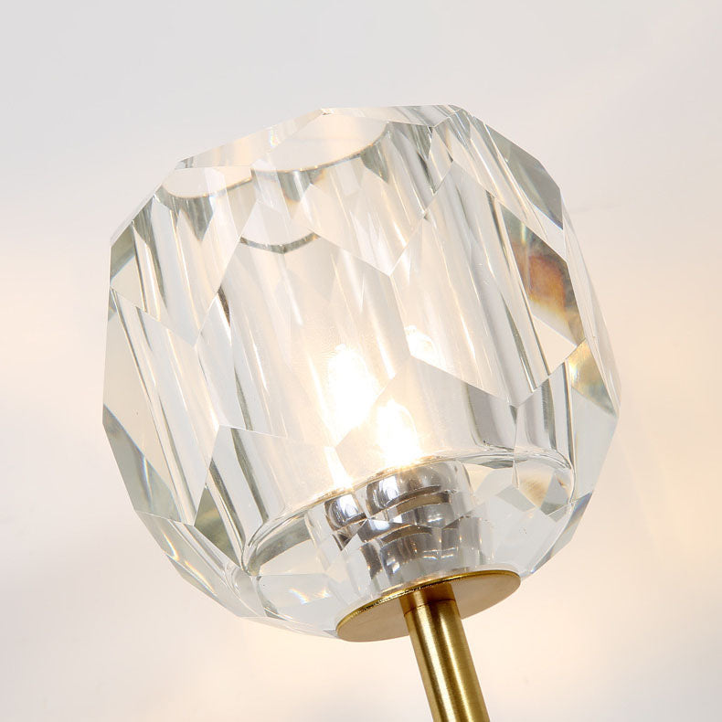 Lámpara de aplique de pared de 1 luz de cristal de hierro con puntal cilíndrico esférico contemporáneo creativo para dormitorio 