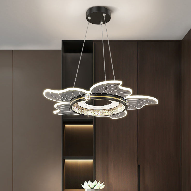 Lustre LED contemporain en acrylique cristal de luxe avec abat-jour en forme de fleur pour chambre 