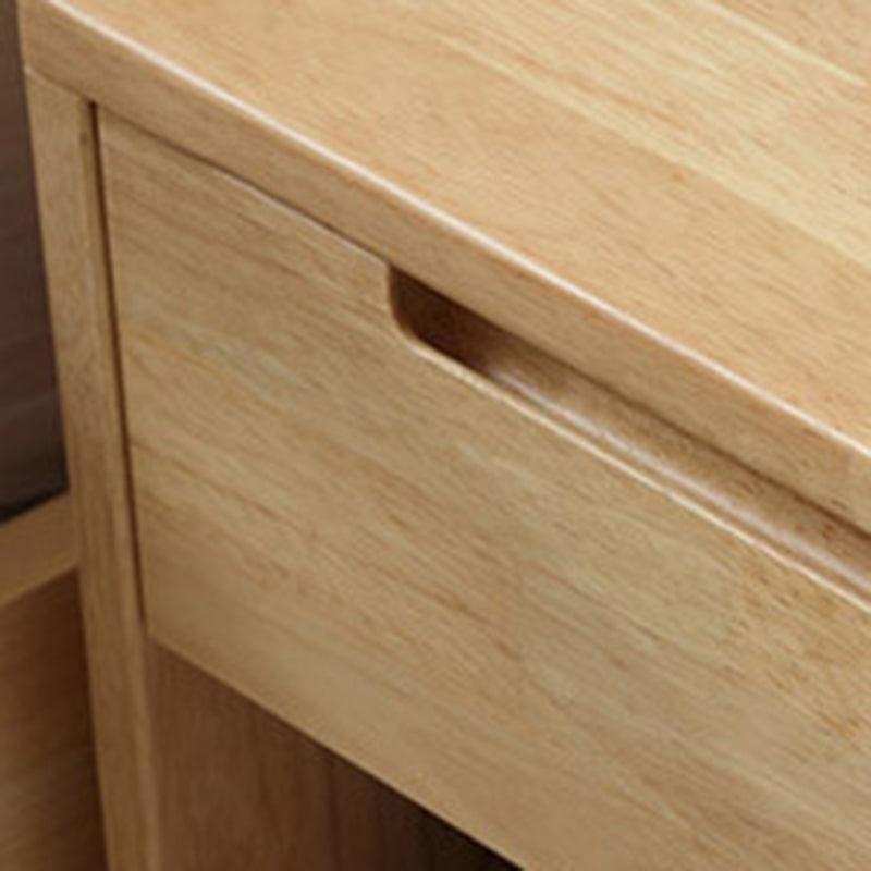 Contemporary Scandinavian Square Tabletop Rubberwood Nightstand 1-Drawer For Bedroom