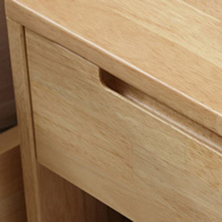 Contemporary Scandinavian Square Tabletop Rubberwood Nightstand 1-Drawer For Bedroom