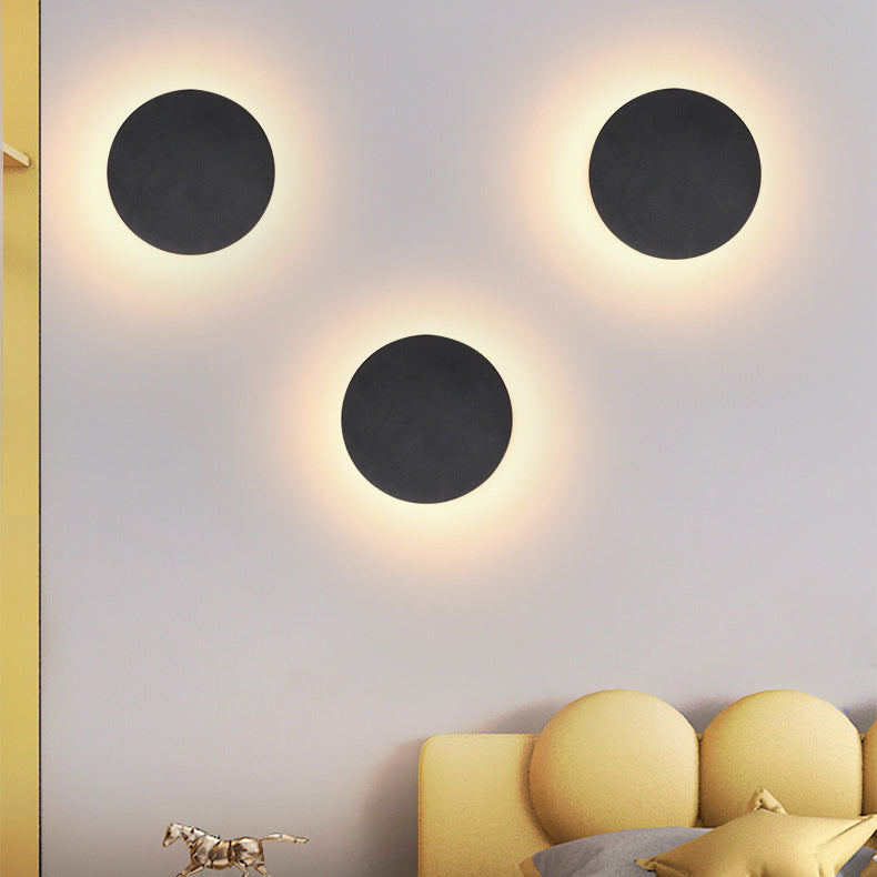 Applique murale LED en acrylique et aluminium rond minimaliste moderne pour patio extérieur 