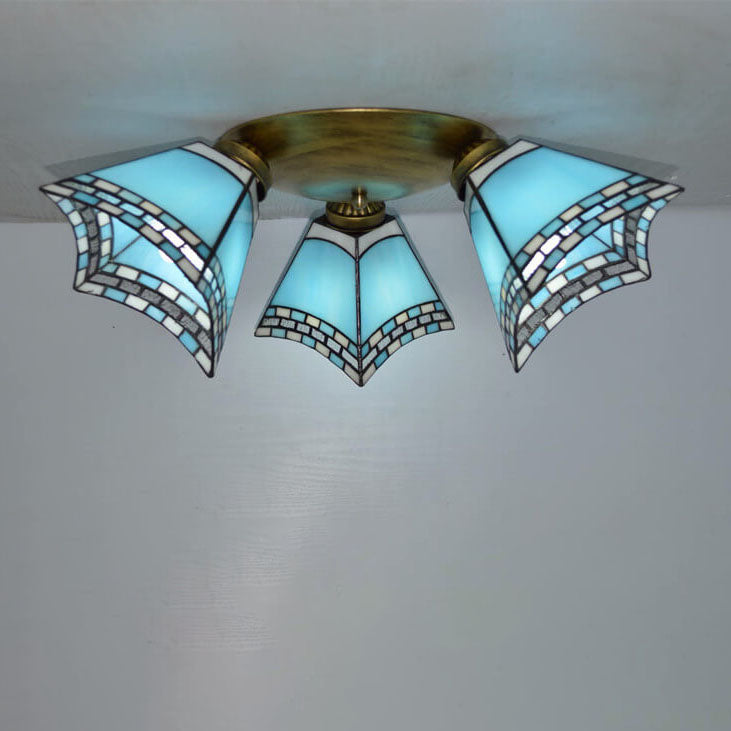 Éclairage semi-encastré à 3 lumières avec corne en verre teinté Tiffany Light Luxury 