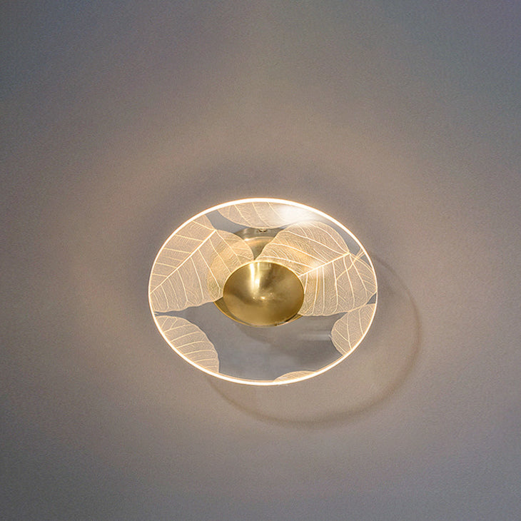 Luz de techo LED semi-empotrada moderna minimalista redonda cuadrada de flores de acrílico y metal para dormitorio 