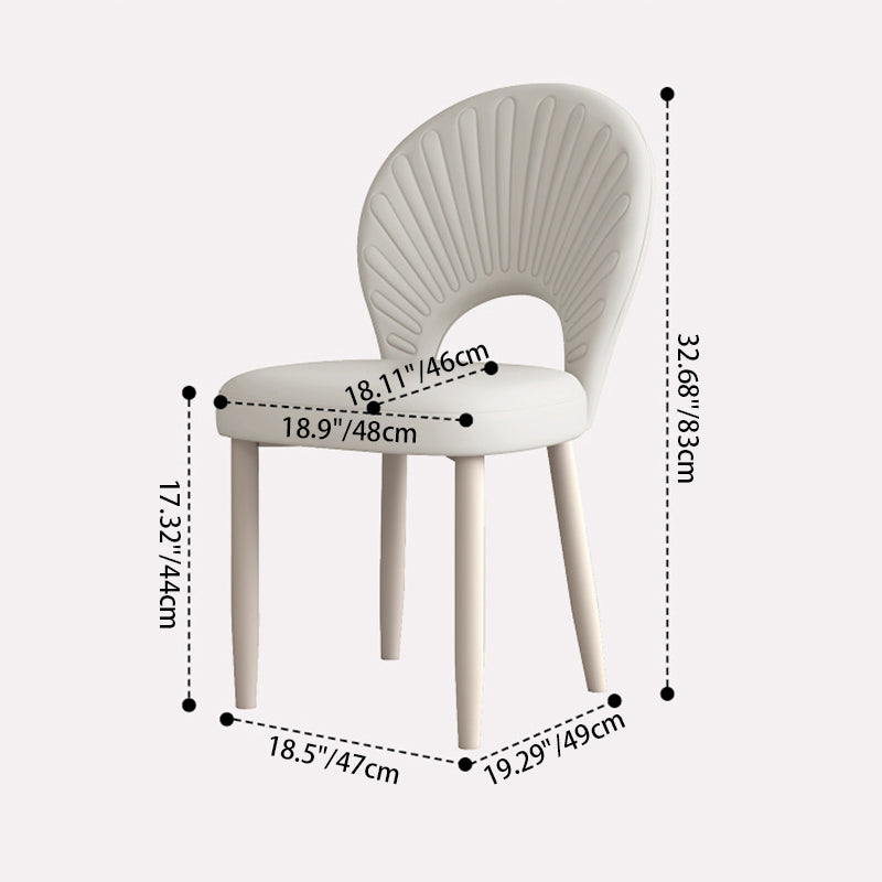 Moderner minimalistischer gebogener halbrunder quadratischer PU-Leder-Eisen-Esszimmerstuhl ohne Armlehne für das Esszimmer 