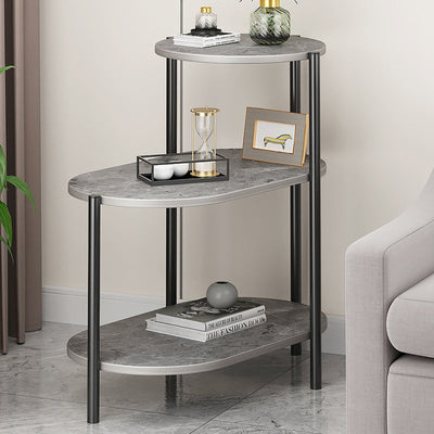 Mesa auxiliar rectangular de hierro y mármol escandinava contemporánea de 3 niveles para sala de estar 
