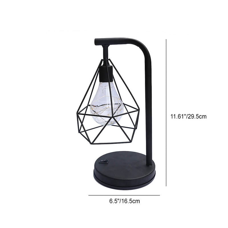 Lámpara de Mesa de 1 Luz USB de Batería de Hierro con Diamante Decorativo Moderno 