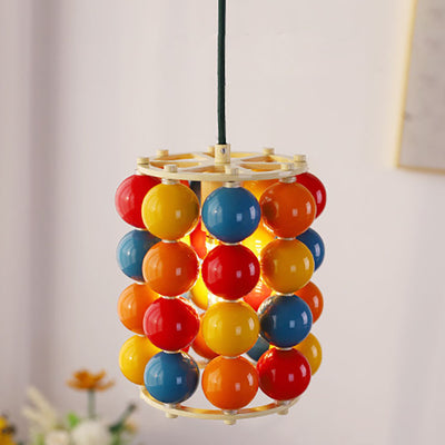 Zeitgenössische skandinavische bunte Magic Bean Eisen 1-Licht Pendelleuchte für Wohnzimmer 