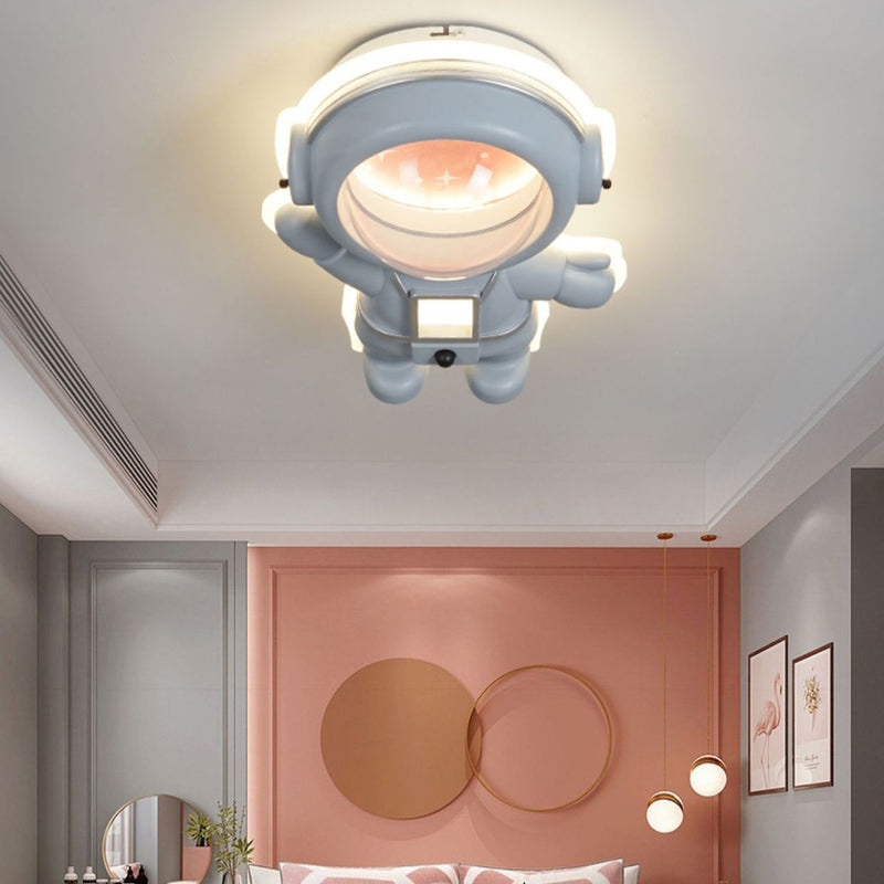 Luz de techo empotrada astronauta de resina acrílica metálica creativa contemporánea para dormitorio 