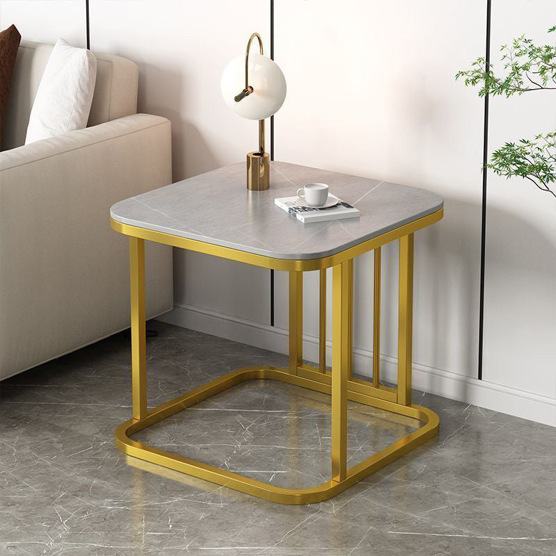 Moderner minimalistischer rechteckiger quadratischer Steintisch aus Eisen für das Wohnzimmer 