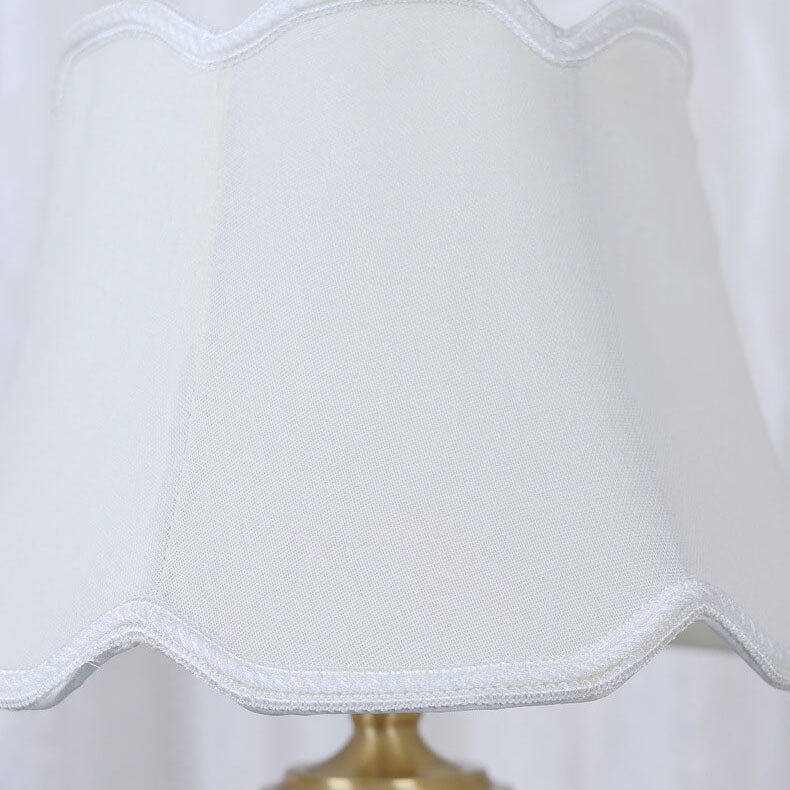 Vintage European Ceramic Floral Pleated Fabric 1-Light Table Lamp