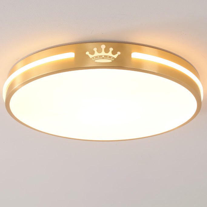Lumière de plafond LED moderne minimaliste ronde en acrylique et cuivre pour salon 