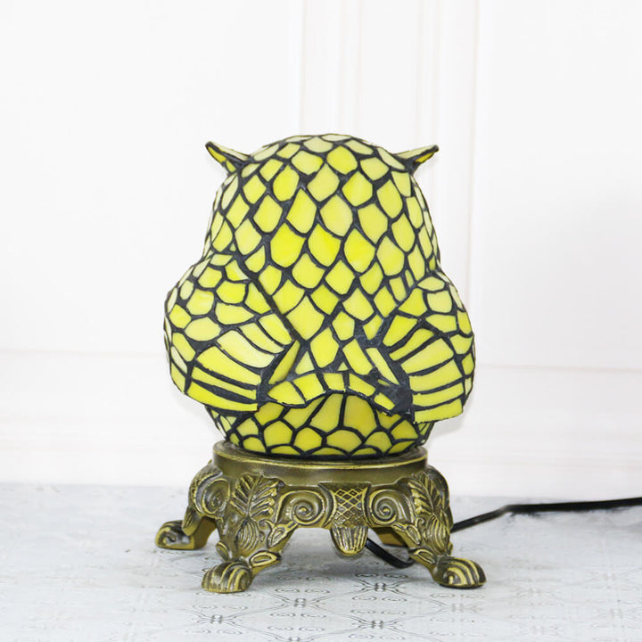 Vintage Tiffany Cartoon Parrot Resin Stained Glass 1-Light Table Lamp