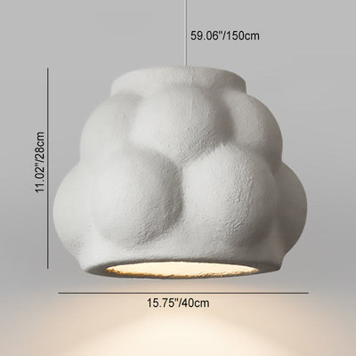 Lámpara colgante de 1 luz de microcemento en forma de burbuja de gota de agua de imitación japonesa tradicional para sala de estar 