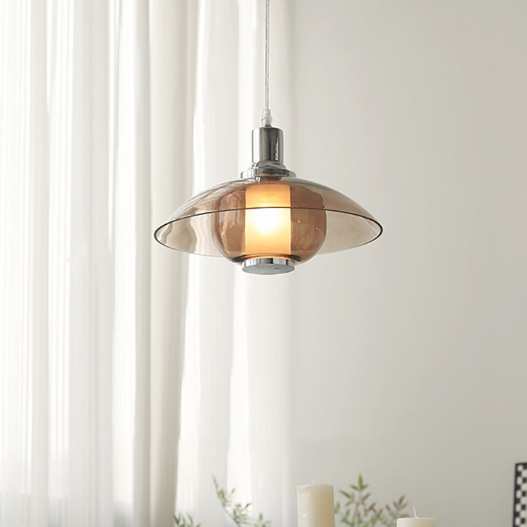 Zeitgenössische nordische bernsteinfarbene Glasscheibe aus Eisen mit 1 Licht für Wohnzimmer 