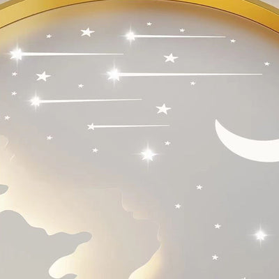 Plafonnier LED en fer météore lune ronde minimaliste moderne pour chambre à coucher 