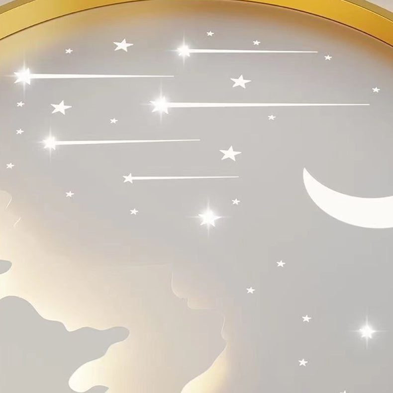 Plafonnier LED en fer météore lune ronde minimaliste moderne pour chambre à coucher 
