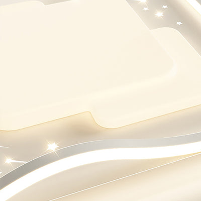Luz de techo LED de montaje empotrado de hierro acrílico con ondas cuadradas redondas creativas contemporáneas para dormitorio 