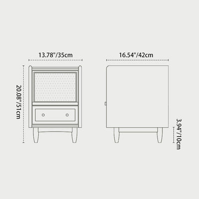 Table de chevet contemporaine rétro carrée en bois massif à 2 tiroirs pour chambre 