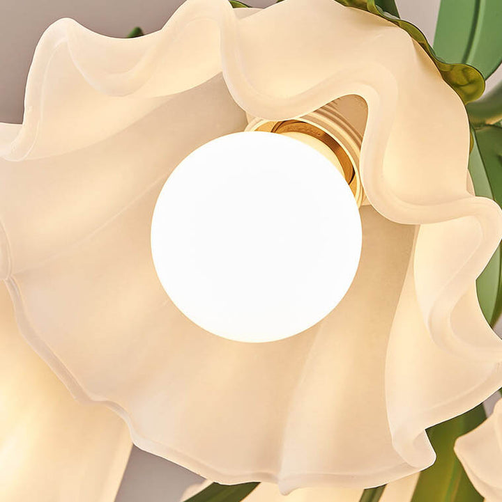 Zeitgenössischer Kreativer Glocken-Orchideenblume Eisen Glas 4/6/7/9 Licht Kronleuchter für Wohnzimmer 