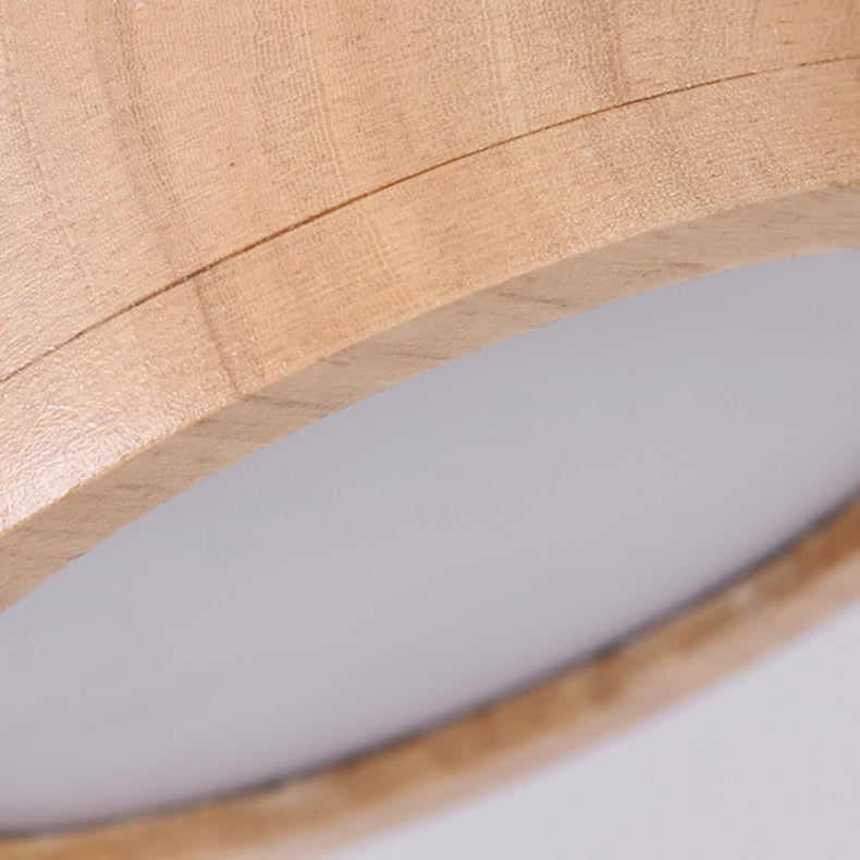 Plafonnier LED cylindrique en bois acrylique traditionnel japonais pour couloir 