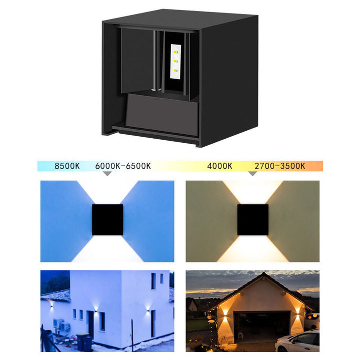 Moderna lámpara de aplique de pared LED para exteriores de aluminio negro impermeable 