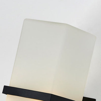 Applique murale 1 lumière avec abat-jour en verre dépoli étanche pour extérieur industriel 