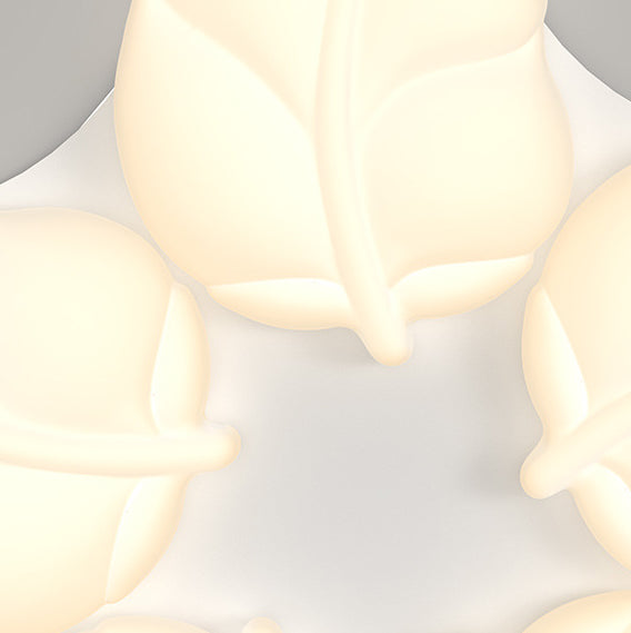 Lustre à suspension LED en fer avec abat-jour en feuilles PE créatives contemporaines pour salon 