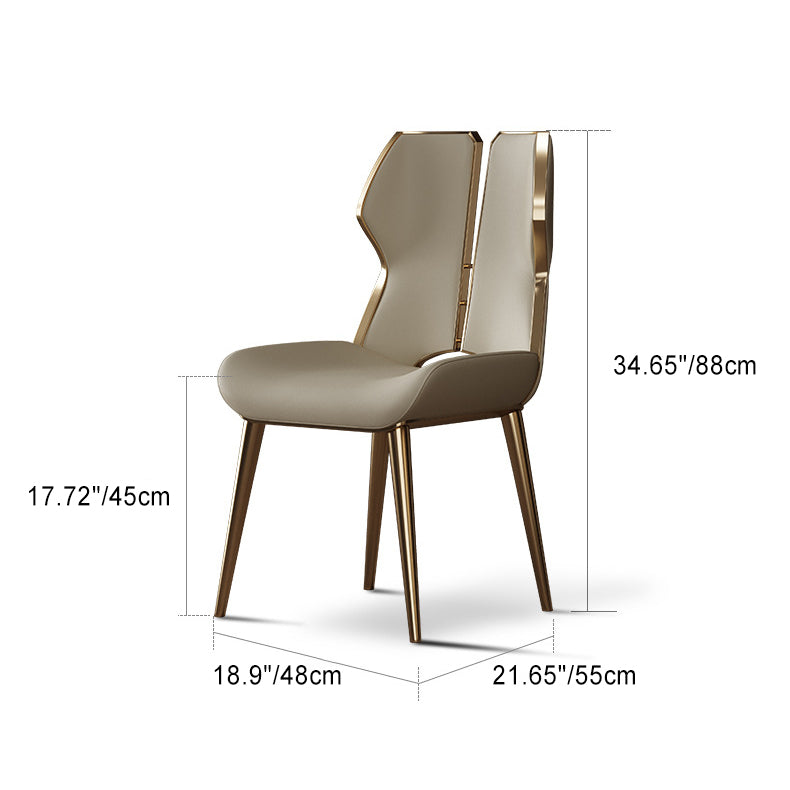 Chaise de salle à manger carrée en cuir microfibre de luxe moderne avec dossier en acier inoxydable et éponge pour salle à manger 