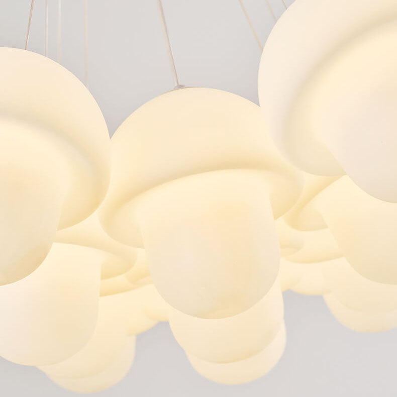 Nordic Minimalist White Mushroom Iron PE 7-Light Island Light Chandelier